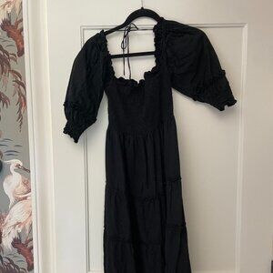 HILL HOUSE The Nesli Nap Dress - Black Dot - XS